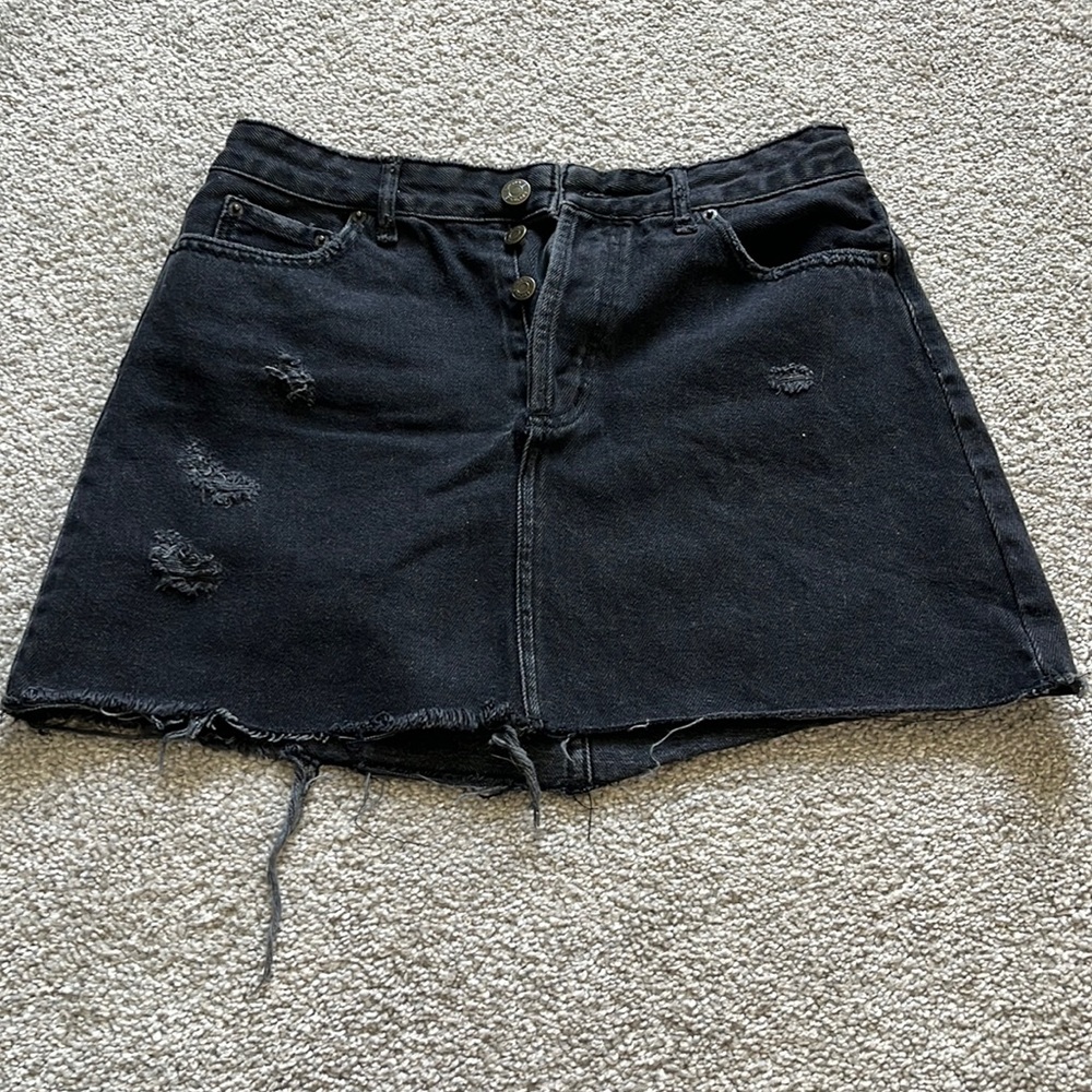 Black denim skirt